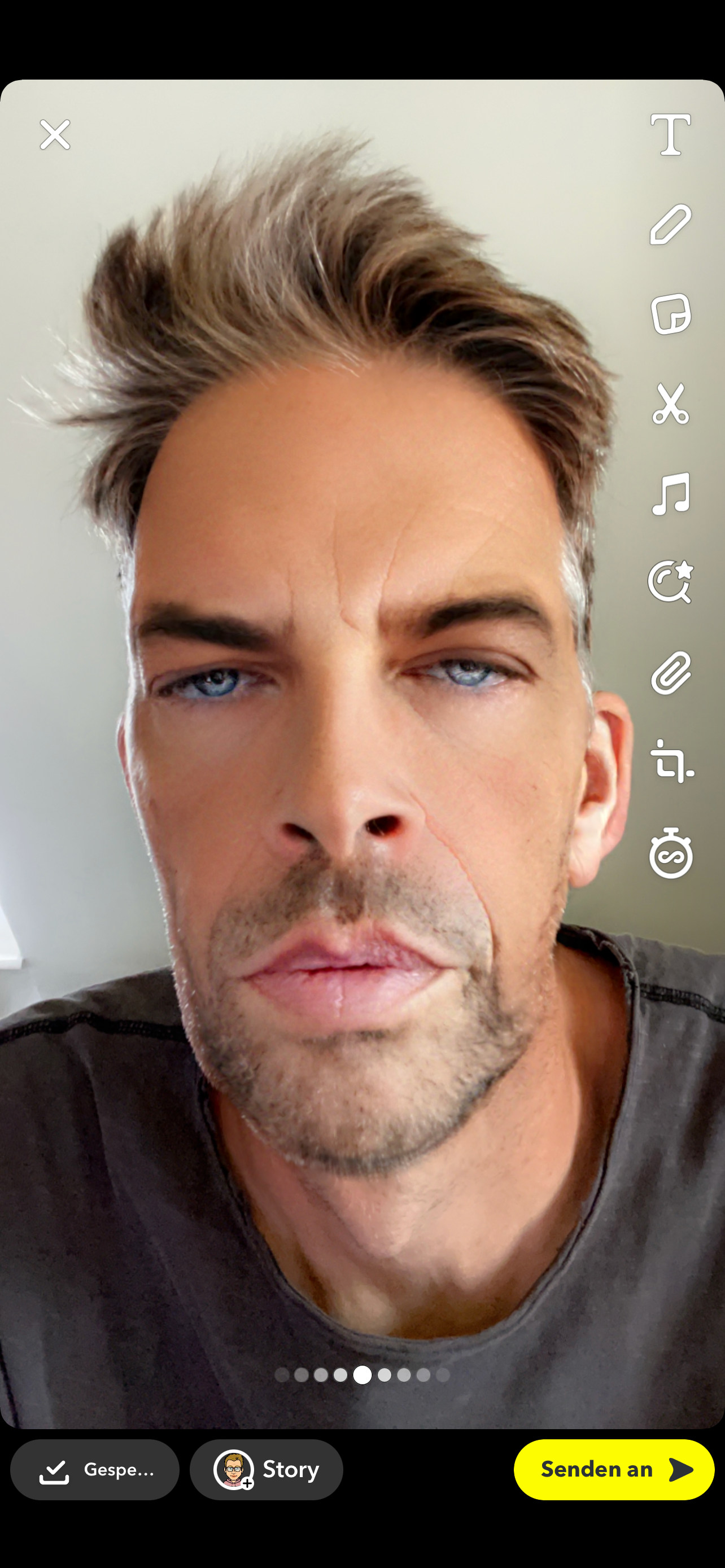 Carsten Rossi with Snapchat Filer, making him look younger.